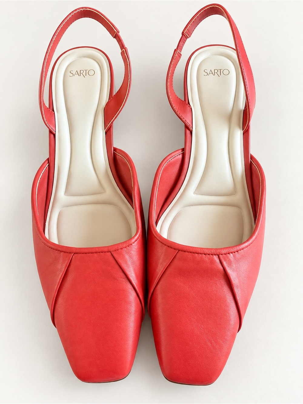 SARTO Franco Sarto Red Leather Slingback Flats Square Toe 9.5W